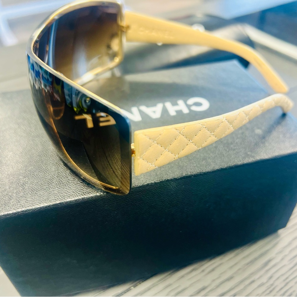 Chanel 4155 Shield Quilted leather Women sunglasses